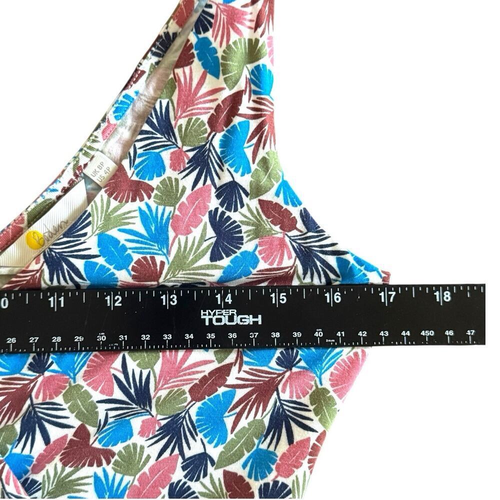 Boden Effie Palm Leaf Print V-Neck Sleeveless Midi Fit & Flare Dress Multi US 4P - Picture 13 of 16